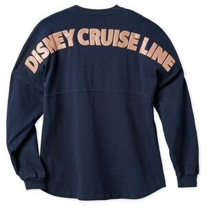 Disney Spirit Jersey Top Vacation L Blue Rose Gold Glitter Oversized Loungewear